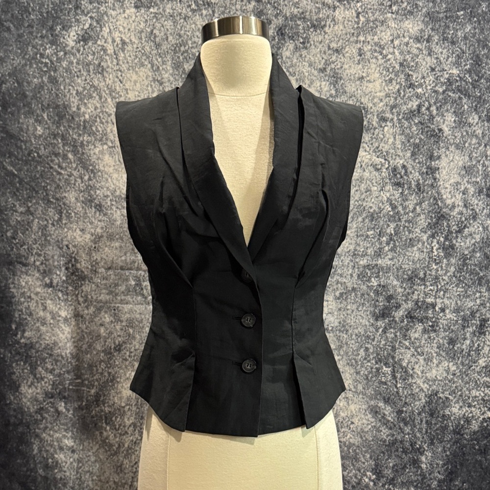 All Saints vintage rare black cotton vest goth dark academia